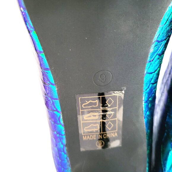 AMI CLUBWEAR | Blue Laced Green Scaled Heels - Picture 9 of 9